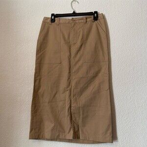 A New Day Skirt Womens Size M Beige Utility Cargo Midi Front Slit